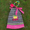 New girls kindergarten dress girls boutiques dress kids pillowcase dress kids back to school dress with necklace and headband